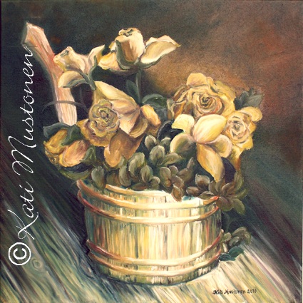 Hämyruusut, Kati Mustosen öljyvärimaalaus vuodelta 2010.