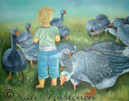 Kati Mustosen öljyvärimaalaus vuodelta 2011. Aihe Latviasta, Vidsalasta.