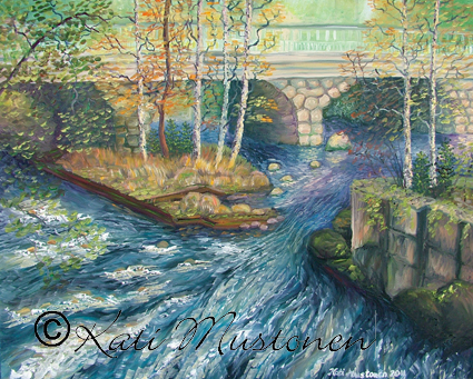 Vilppulankosken romantiikkaa, Kati Mustosen öljyvärimaalaus Vilppulankoskesta vuodelta 2011.